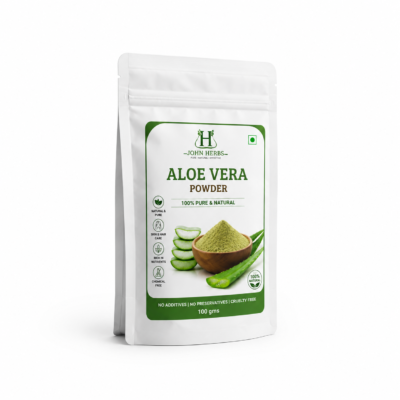 John Herbs Aloe Vera Powder 100 gms - 100% Pure Natural Herbal Powder